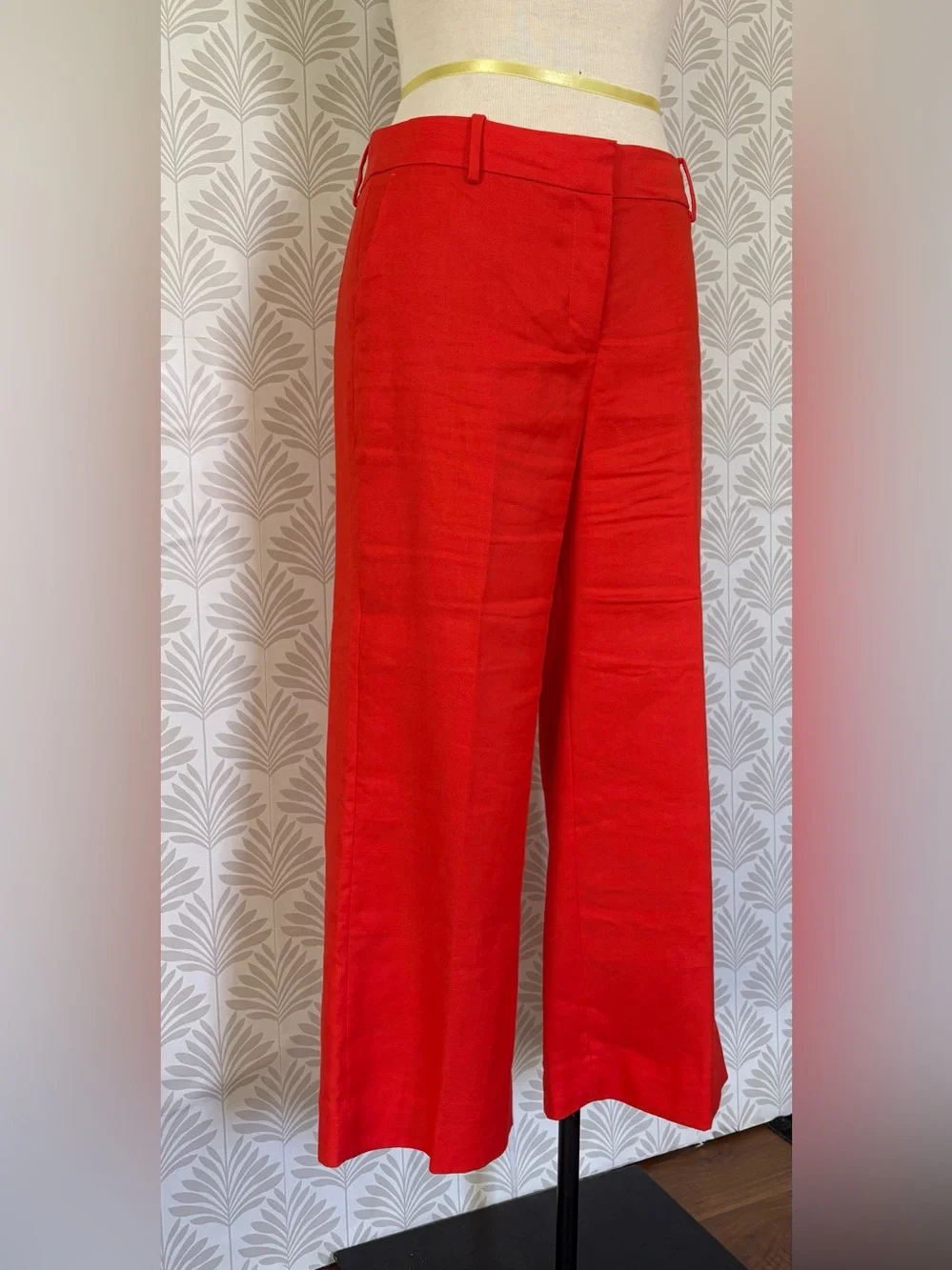 J. Crew Bright Orange Wide-Leg Linen Pants